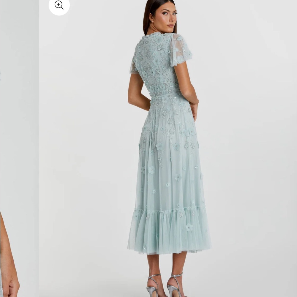 New | MAC DUGGAL
Blue Embellished High Neck Cap Sleeve A Line Dress | 9212 | 2 - Picture 3 of 10